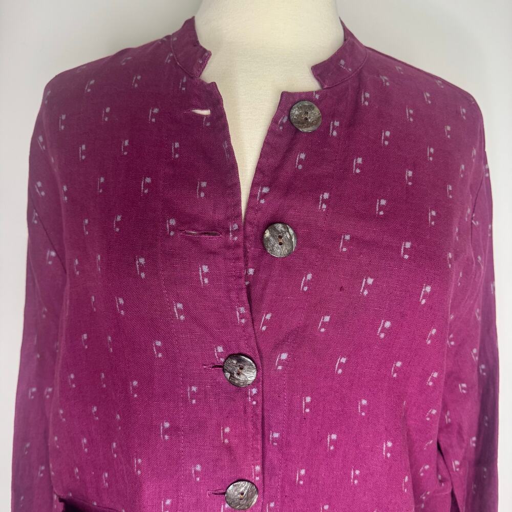 Flax 100% Linen Oversized Langenlook Button-Down … - image 2